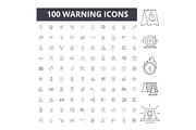 Warning line icons, signs, vector