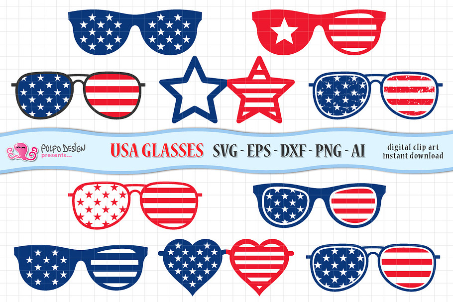 4th of July Glasses SVG