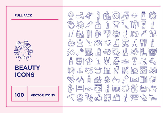 Beauty & Cosmetics Icons Set in Face Icons - product preview 8