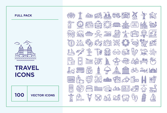 Travel & Landmarks Icons Set in Travel Icons - product preview 8