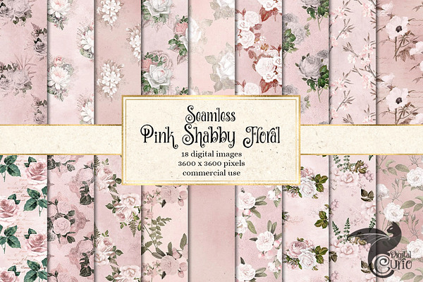 Pink Shabby Floral Digital Paper