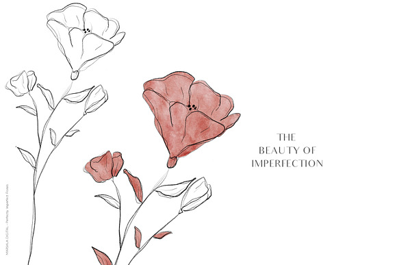 Watercolor & Pencil Sketch Florals in Illustrations - product preview 10