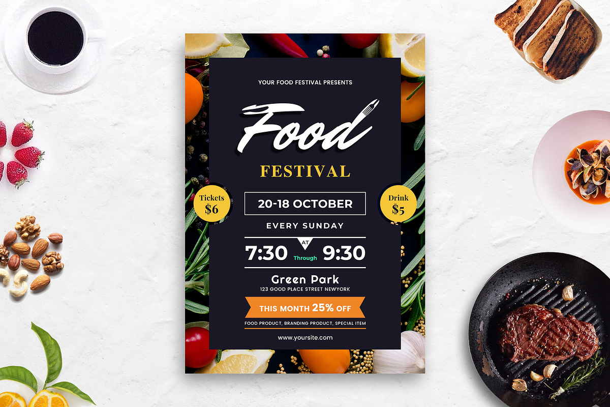 Food Festival Flyer in Flyer Templates - product preview 8