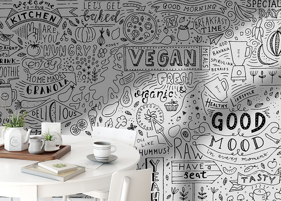 Vegan Food Doodle Art in Illustrations - product preview 2