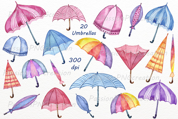 Watercolor Rainy Day Clipart in Illustrations - product preview 1