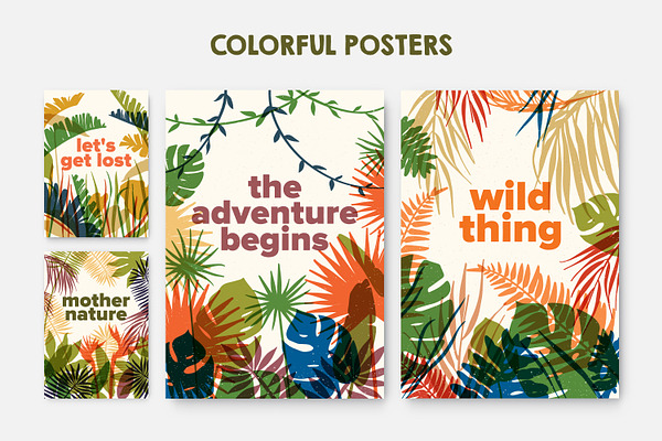 Floral summer posters or postcards