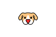 dog with love shape nose logo vector