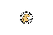 dog head inside a circle logo vector