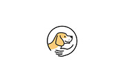 pet dog care human hand logo vector