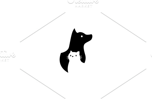 dog and cat on negative space logo