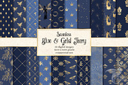 Blue and Gold Fairy Digital Paper