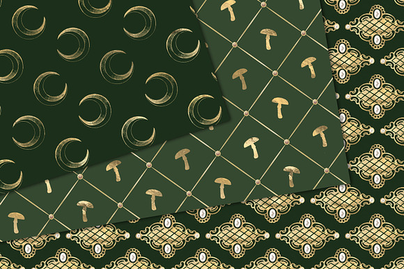 Green and Gold Fairy Digital Paper in Patterns - product preview 1