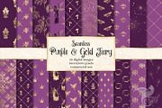 Purple and Gold Fairy Digital Paper
