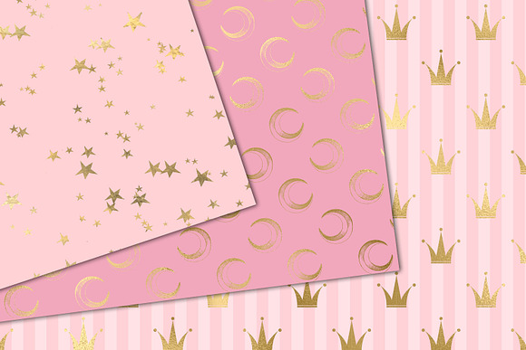 Pink and Gold Fairy Digital Paper in Patterns - product preview 1