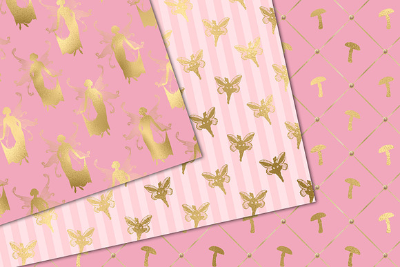 Pink and Gold Fairy Digital Paper in Patterns - product preview 2
