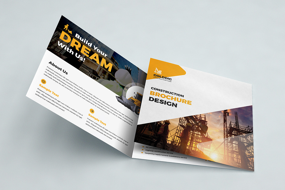 Construction Square Trifold Brochure in Brochure Templates - product preview 8