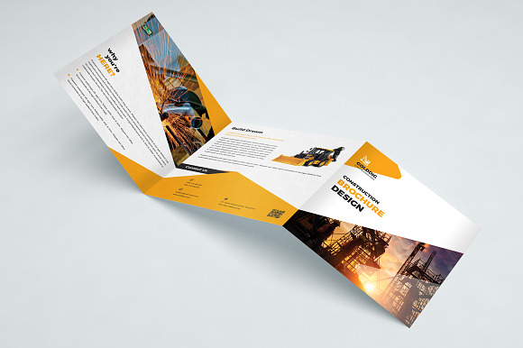 Construction Square Trifold Brochure in Brochure Templates - product preview 1