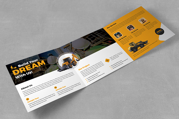 Construction Square Trifold Brochure in Brochure Templates - product preview 2