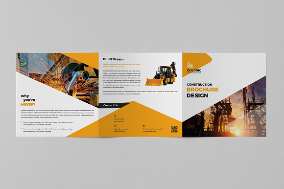 Construction Square Trifold Brochure in Brochure Templates - product preview 3