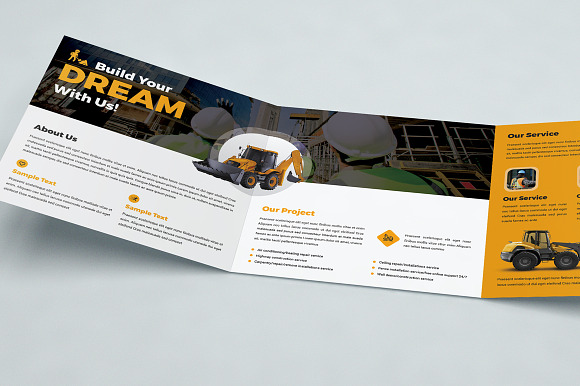 Construction Square Trifold Brochure in Brochure Templates - product preview 4