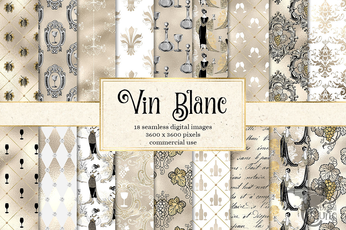 Vin Blanc Digital Paper in Patterns - product preview 8