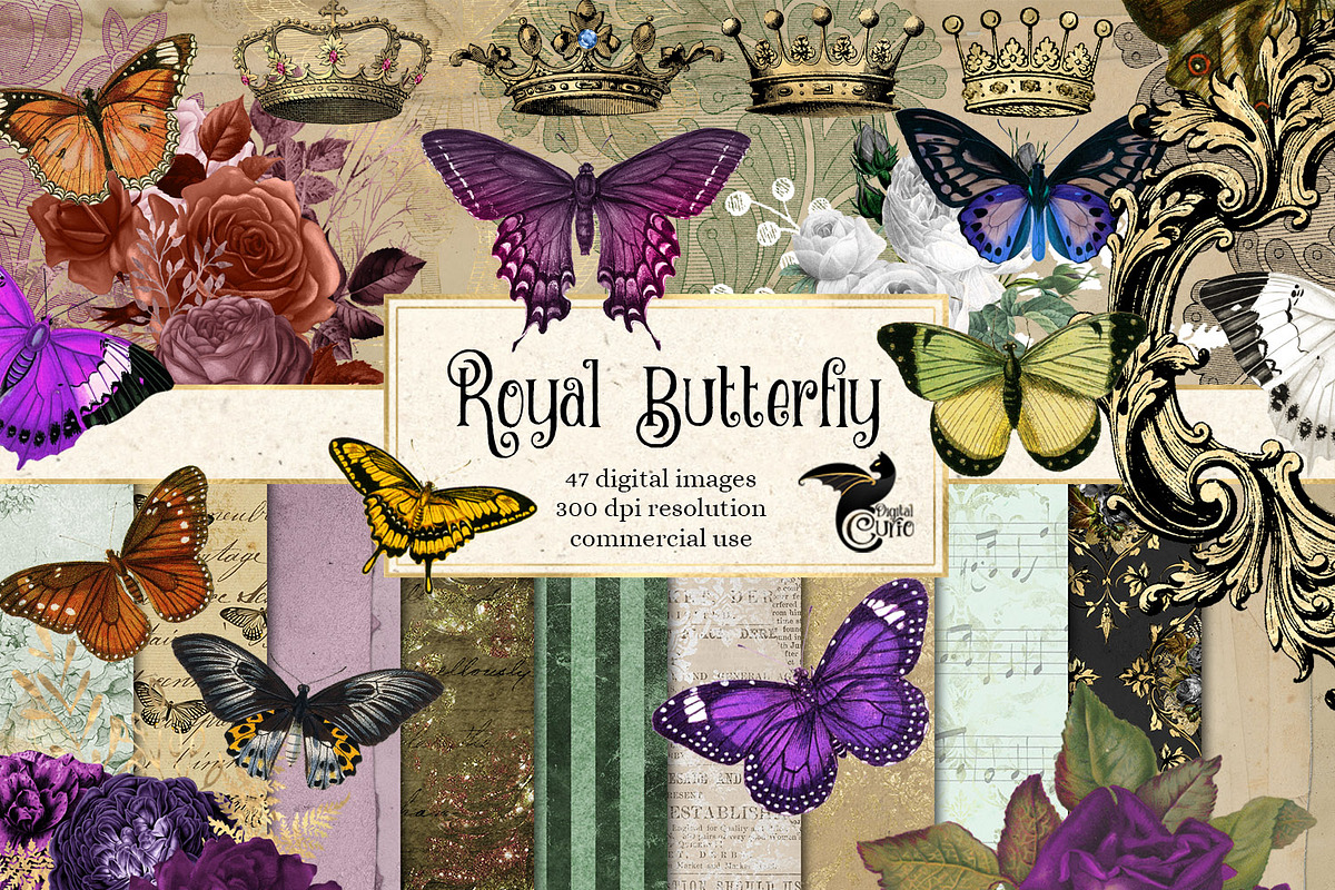 Royal Butterfly Graphics in Illustrations - product preview 8
