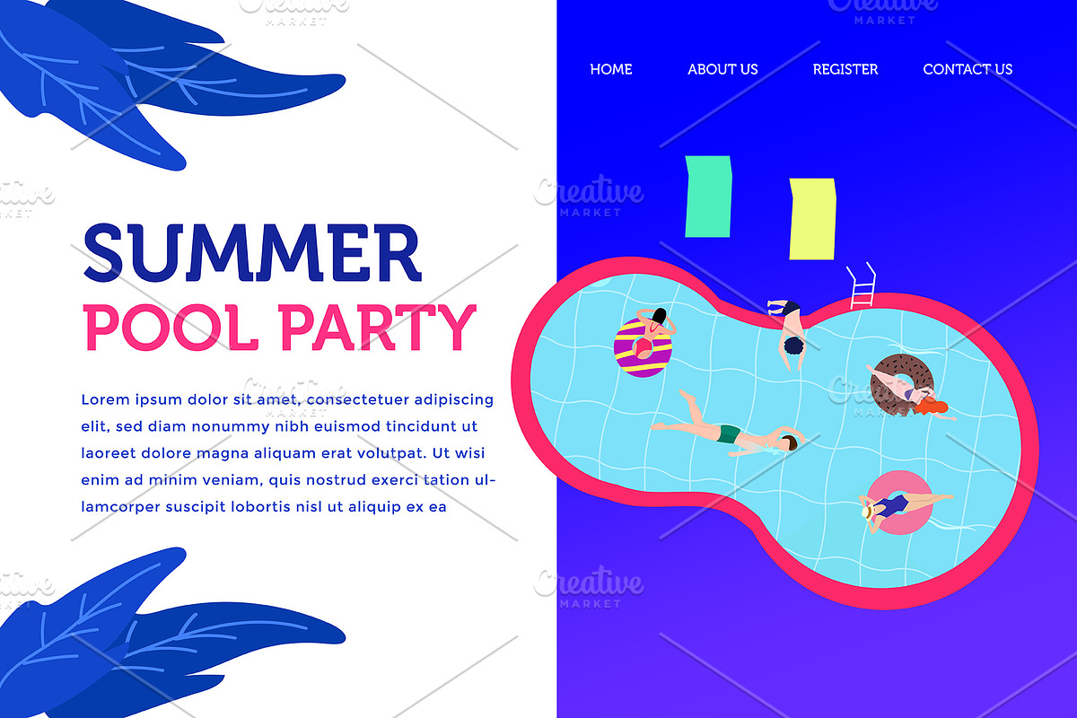 Landing page summer pool party in Landing Page Templates - product preview 8