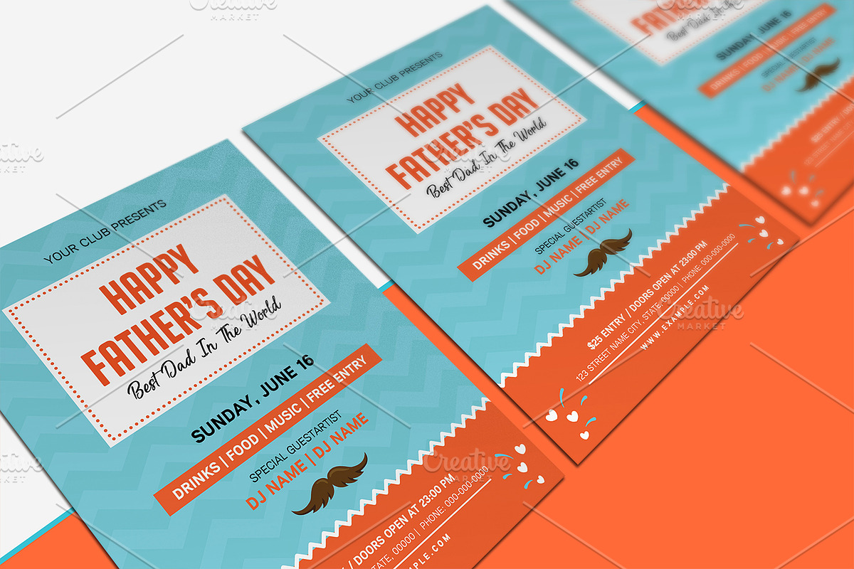 Father's Day Party Flyer V1037 in Invitation Templates - product preview 8
