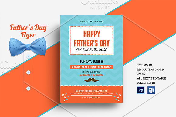 Father's Day Party Flyer V1037 in Invitation Templates - product preview 2