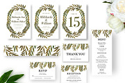 Leaves Wreath Wedding Invitation Set