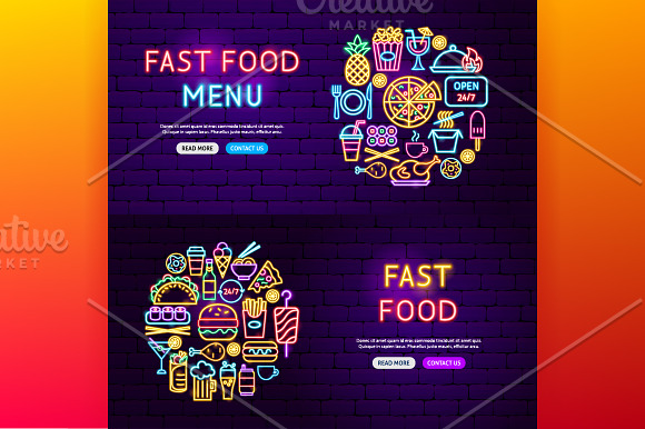 Fast Food Neon in Icons - product preview 5