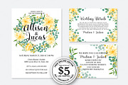 Wedding Invitation yellow dahlia