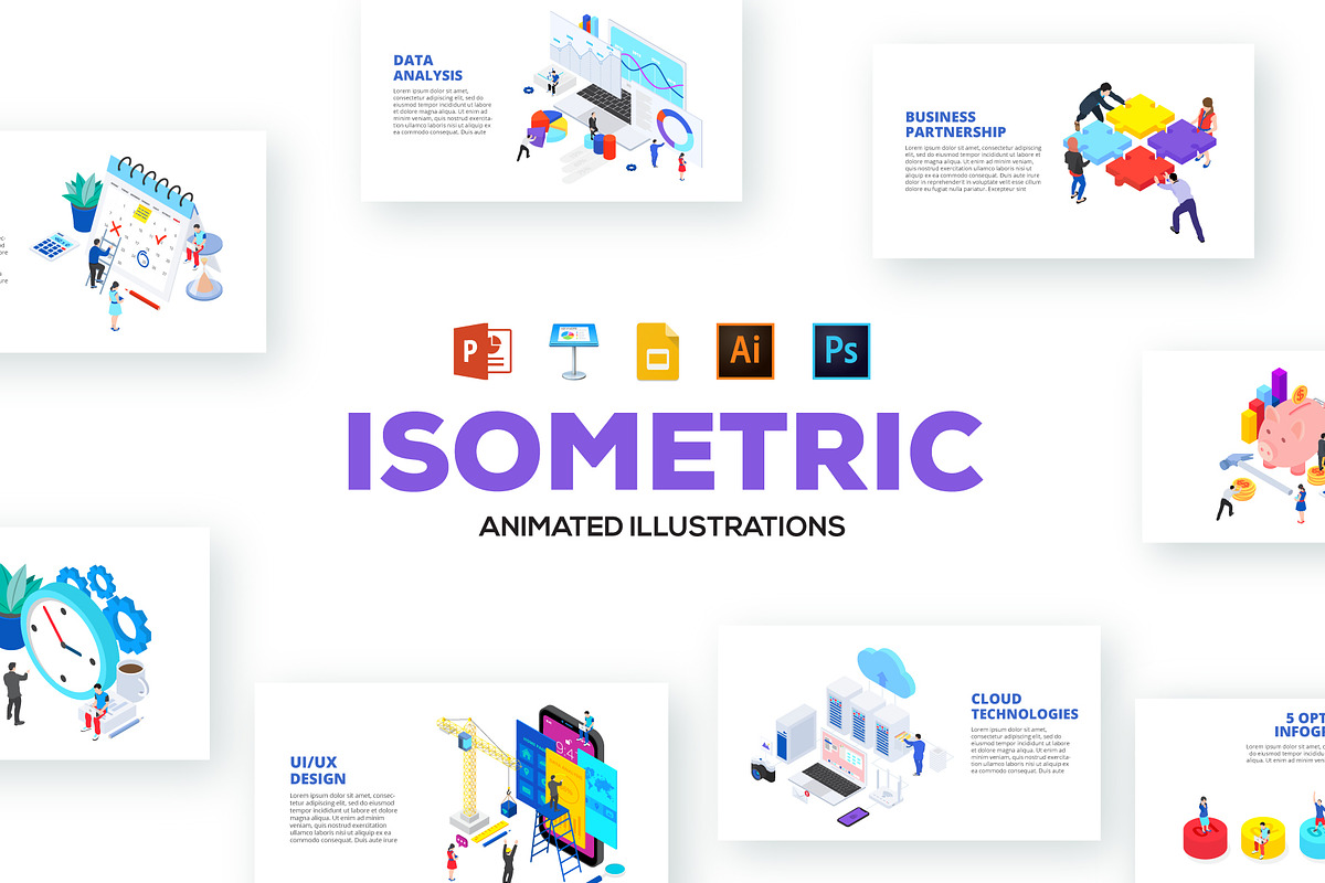 Isometric animated illustrations in Keynote Templates - product preview 8