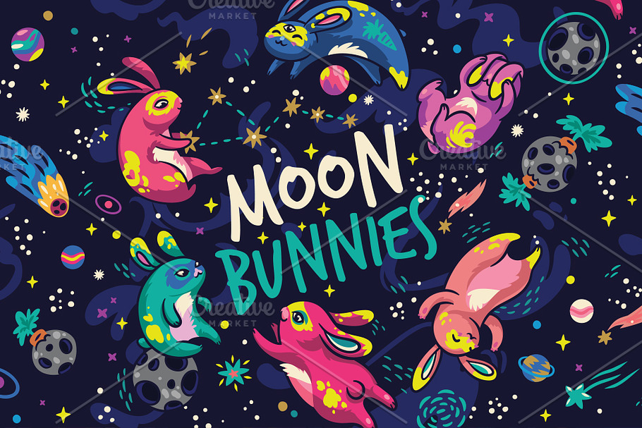 Moon bunnies in Patterns - product preview 8