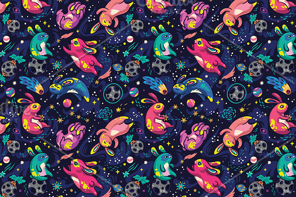 Moon bunnies in Patterns - product preview 1