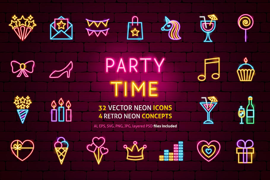 Party Neon in Neon Icons - product preview 8
