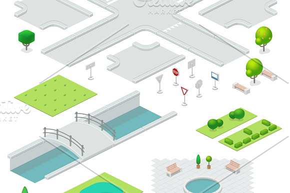 Isometric city elements in Objects - product preview 1
