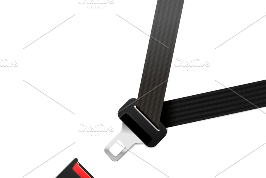 Black safety belt isolated on white in Objects - product preview 8