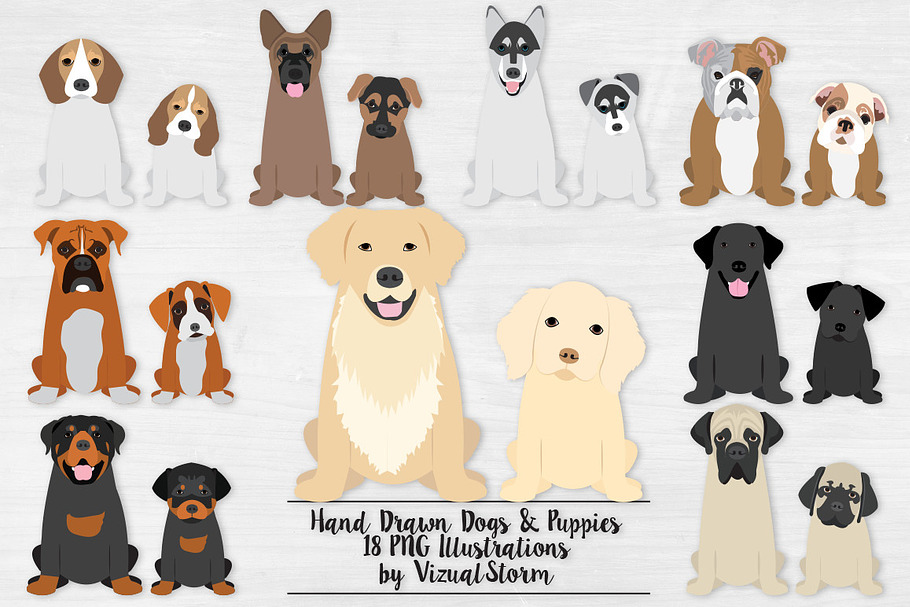 Dog & Puppy Illustrations - Revised