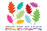 Oak Tree Leaf Clip Art Set