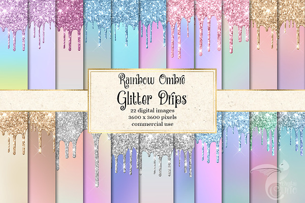 Rainbow Ombre Dripping Glitter