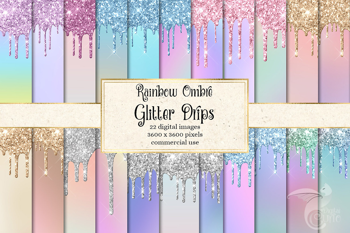 Rainbow Ombre Dripping Glitter in Textures - product preview 8