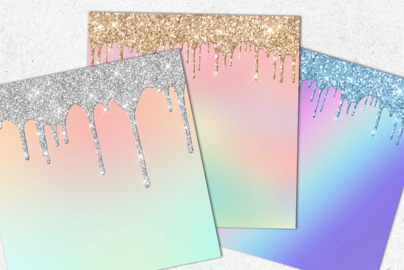 Rainbow Ombre Dripping Glitter in Textures - product preview 3
