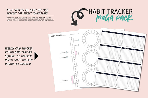 Simple Habit Tracker Mega Pack in Stationery Templates - product preview 1