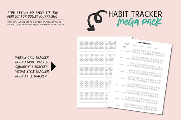Simple Habit Tracker Mega Pack in Stationery Templates - product preview 2