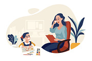 Working mother with daughter vector