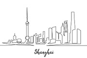 Shanghai architecture one line art