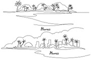 Hawaii landscape one line drawing