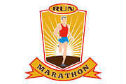 marathon runner run race shield