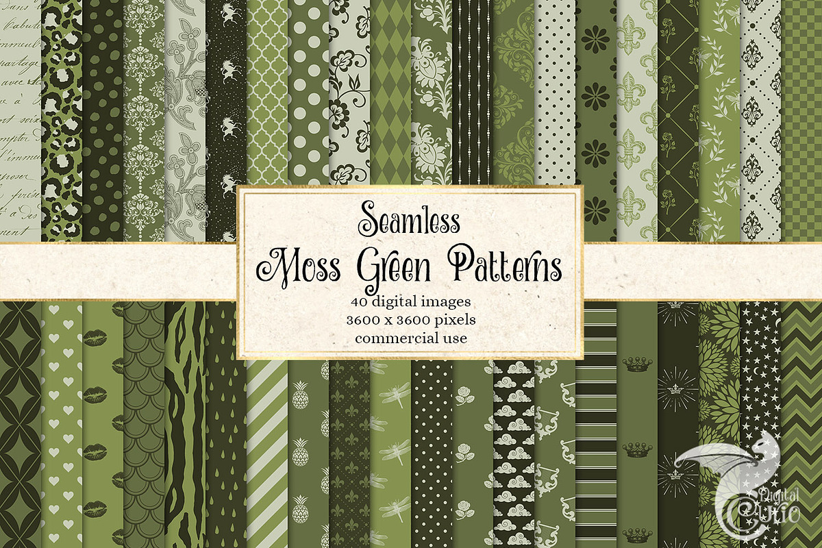 Moss Green Digital Paper Patterns in Patterns - product preview 8